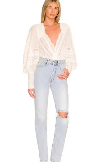 Free People We The Free Lasso Straight Leg Jeans Light Wash Size 28 thumbnail 1