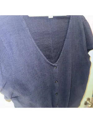 J.crew textured navy button up top with tie detail #minimalist #officewear thumbnail 2