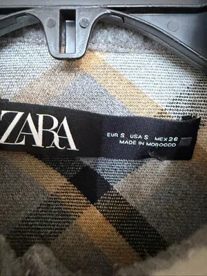 Zara Women’s Small Plaid Wool Blend Shacket Oversized Shirt Jacket Gray Tan (920 thumbnail 4