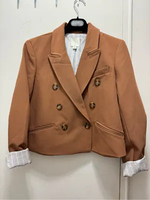 Joie Double-Breasted Women's Blazer Jacket - Camel Brown Taupe thumbnail 1