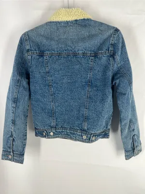 Aeropostale Sherpa Lined Denim Jacket XS NWT Medium Wash Jean Trucker thumbnail 11