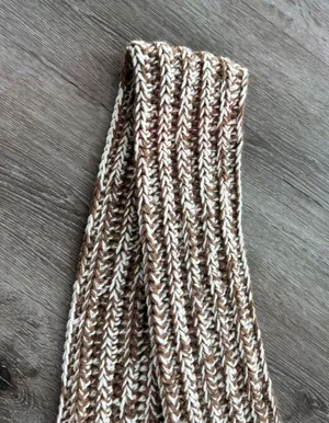 Handmade Brown & Cream Crochet Scarf thumbnail 2