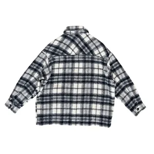 Zara Italian Fabric Wool Plaid Oversized Shacket Shirt Jacket Black White Small thumbnail 3