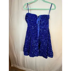 Unbranded Dress Womens Size 14 Royal Blue Sequin Corset Back Mini thumbnail 8