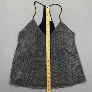 Lovers + Friends Womens XS Black Silver Metallic Shimmer Racerback‎ Camisole Top thumbnail 4
