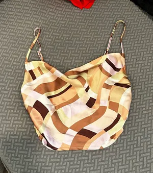 Abstract print satin top thumbnail 1