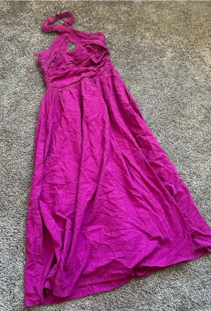 Astr Fuchsia Halter Midi Dress thumbnail 1