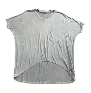 Jodifl Cutout Choker Tee Shirt Women Medium Gray High Low Dolman Sleeve Distress thumbnail 1