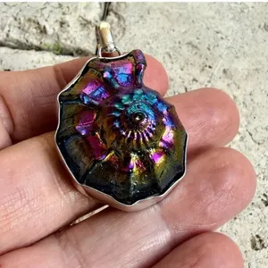 Rainbow Titanium Ammonite Pendant 925 Plated thumbnail 7
