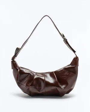 Shoulder Bag Zara Croissant Glossy Brown 🥐 thumbnail 1