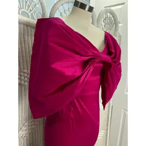 AOMEI Fuchsia Satin Oversized Bow Dress M Off Shoulder Cocktail Party Barbiecore thumbnail 2