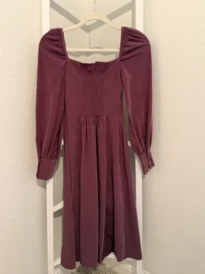 Lichi midi dress in a dusty plum/mauve shade thumbnail 5