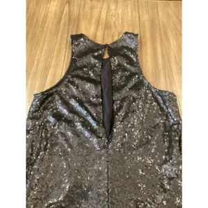 Free People night out Black Sequined Liquid Shine Party sleeveless halter dress thumbnail 7