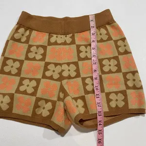 Altar’d State XS Floral Knit Shorts Brown Orange Retro 70s Boho thumbnail 5