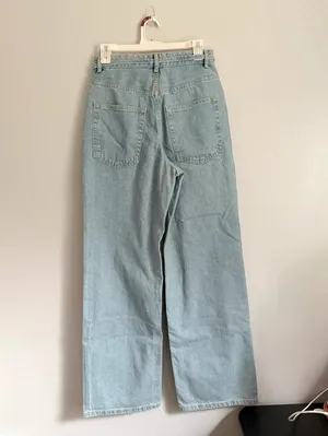 Zara NWT Light Wash Wide Leg Belted Jeans Size 28 thumbnail 4