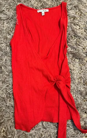 Express Red Tie Waist Tank Top Size XS thumbnail 1
