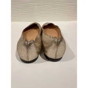 Chloé Lauren Ballet Flats‎ Womens 38.5 Gold Scalloped Metallic Leather thumbnail 3