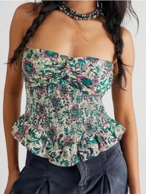 Free People One More Time Tube Top in Tea Combo Size Small thumbnail 1