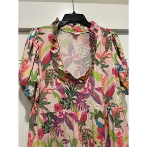 Crown & Ivy Multicolor Floral Tropical Dress Coastal Cruise Beach Modest Large thumbnail 7