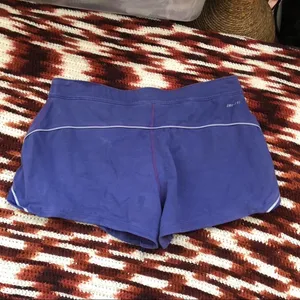 Nike Just Do It Fold over Y2K 2000s Micro Mini Booty Shorts Drawstring Low Rise Basketball Volleyball Purple Black #Retro #Sporty Size L Measurement in pics thumbnail 4