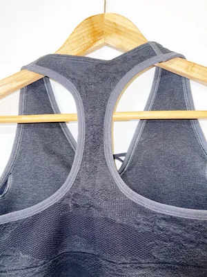 Gymshark adapt black/onyx gray camo lace up front seamless racerback sports bra thumbnail 11
