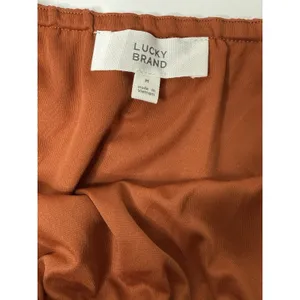 Lucky Brand Rust Dress Shimmer Peasant Boho Tiered Size M Midi‎ Puff Sleeve New thumbnail 7