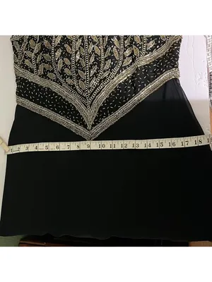 Vintage Black and Gold Beaded Long Formal Dress by Scala black tie elegant thumbnail 13