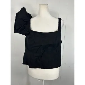 Anthropologie Women's Black One Shoulder Ruffle Crop Top. NWT. Size XL thumbnail 4