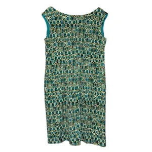 Jones Studio Green V-Neck Gathered‎ Front Geometric Midi Dress Womens 16W Retro thumbnail 4