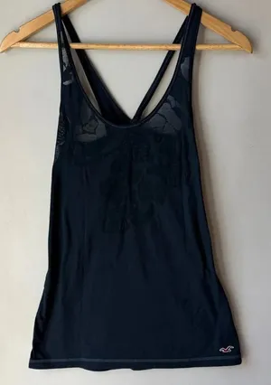 Hollister Sheer Crossback Dark Blue Tank Top thumbnail 1
