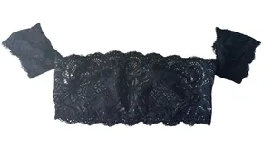 Victoria's Secret Black Floral Lace Bralette Off-Shoulder Cap Sleeve Wire-Free L thumbnail 1