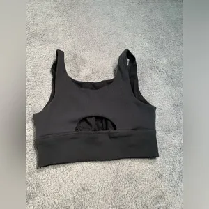Aerie offline sweat most support Black Ribbed Tank Top sports bra medium thumbnail 6