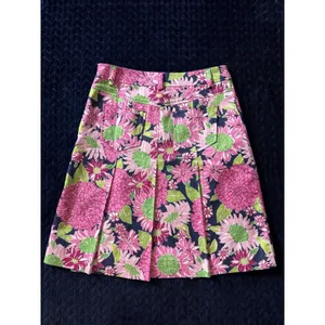 Lilly Pulitzer Womens Floral Print Pink Green A-Line Pleated Skirt Size 0 thumbnail 5