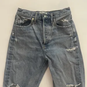 Agolde Women's 90's Mid Rise Distressed Jeans Light Blue Button Fly Size 24 thumbnail 3
