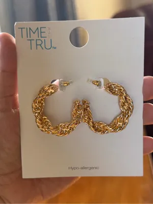 Time and Tru Gold Braided Hoop Earrings thumbnail 1