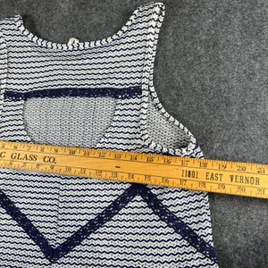 Free People Navy White‎ Zig Zag Knit Peplum Tank Top Crochet Lace Trim Small thumbnail 9
