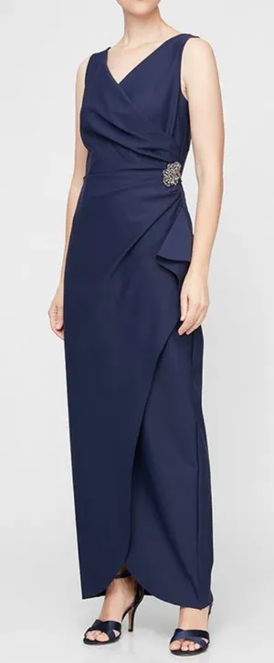 Alex Evenings - Navy‎ Draped Formal Evening Gown thumbnail 1