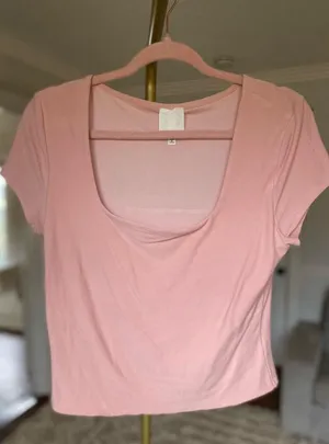 Planet Gold Pink Scoop Neck Crop Top L Soft Girl Workout Barre Clean Stretch Y2K thumbnail 1