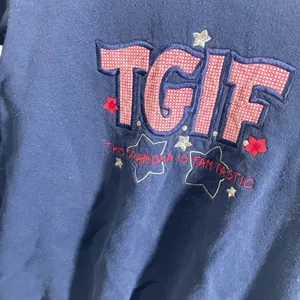 TGIF Grandma Sweatshirt Navy X-Large M&E Energy Cotton Blend‎ Vintage 1990s thumbnail 2
