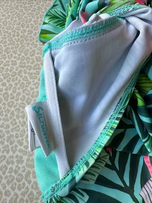 Tropical Palms Aqua Green Bright Pink Bandeau Tankini Top size 8 thumbnail 12