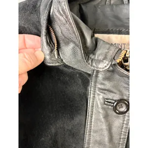Vintage Comint‎ Mixed Leather Suede Coat 1X Oversized Drawstring Black thumbnail 9