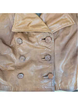 Ladies' Vintage Double Breasted Brown Leather Jacket thumbnail 6