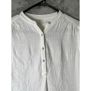 Rag &‎ Bone White Gauze Cotton Henley Blouse Women's XS Classic Minimalist Chic thumbnail 2