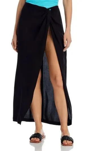 Aqua Swim Womens Black Sarong Beachwear Skirt Cover Up Size XS/S NWT thumbnail 1