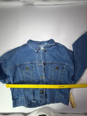 Mono B Blue Cropped Denim Jacket with Elastic Hem Size M thumbnail 5