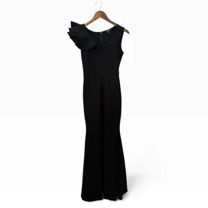 Lulus Lucette Black Sleeveless Ruffled Mermaid Maxi Dress size S NWT thumbnail 4