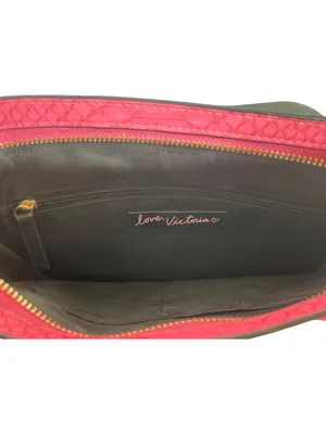 Victorias Secret Hot Pink Faux Python Clutch Makeup Bag Snakeskin Zipper Top thumbnail 4