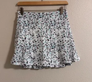 PGA Tour White Skater Skirt with Black & Teal Geometric Print thumbnail 1