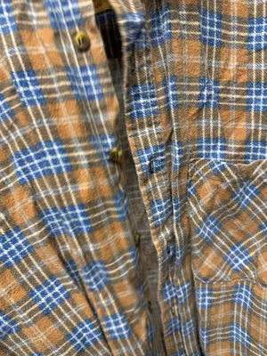 Vintage Red Oak Blue and Orange Plaid Shirt thumbnail 4