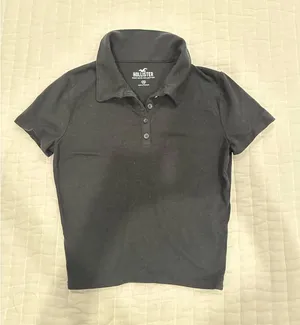 Hollister Black Cropped Basic Polo Size XS thumbnail 1